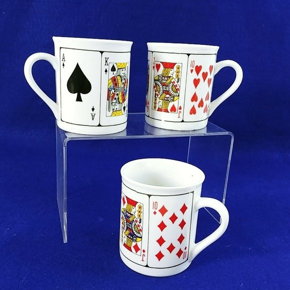 Coffee Mugs Cups Royal Flush Poker Jobar International Diamonds Hearts Spades - Picture 1 of 12